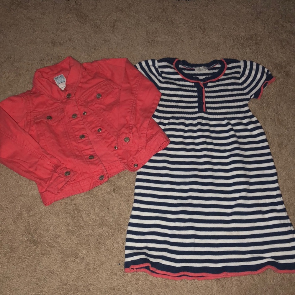 Little girls dress with matching jean jacket.